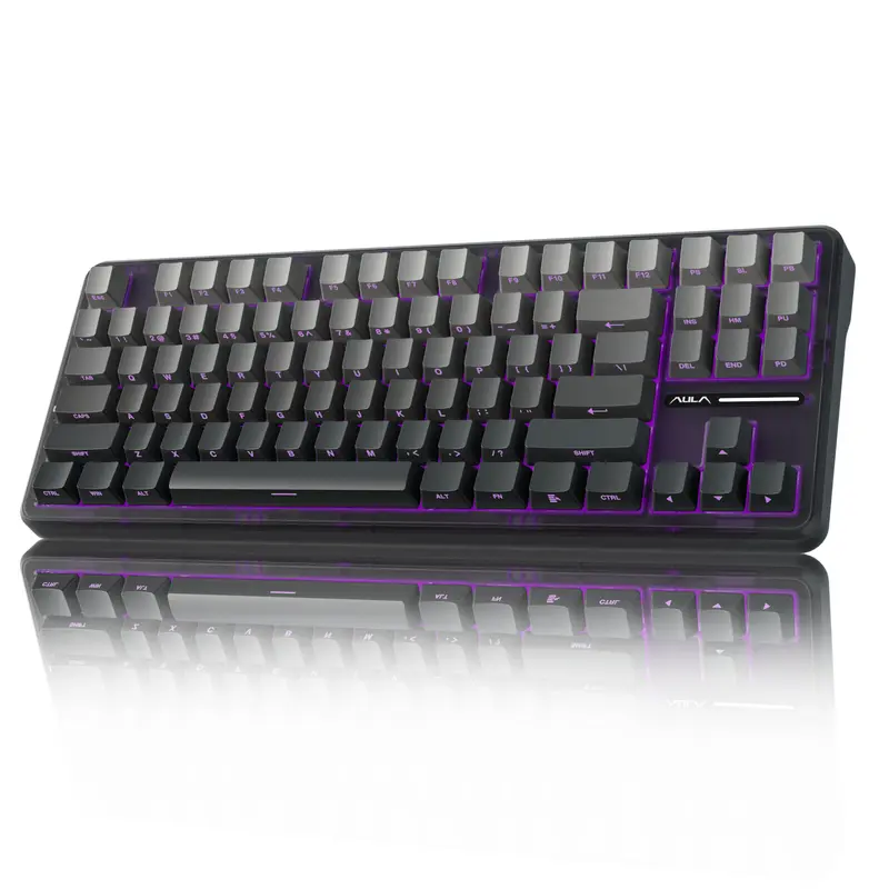 AULA F87 Pro 75% Layout TKL RGB Mechanical Keyboard - BT5.0/2.4GHz/USB-C Tri-Mode Wireless, Gasket Hot-Swappable, Pre-Lubed Switches, Side-Printed PBT Caps, 4000mAh Built-In Battery-Powered, Macro Keys, Gaming PC Accessory