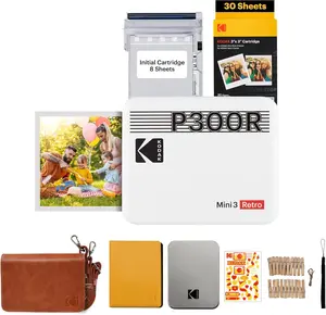 KODAK Mini 3 Retro 4PASS Portable Photo Printer (3x3 inches) Initial 8 Sheets + 30 Sheets + Gift Bundle