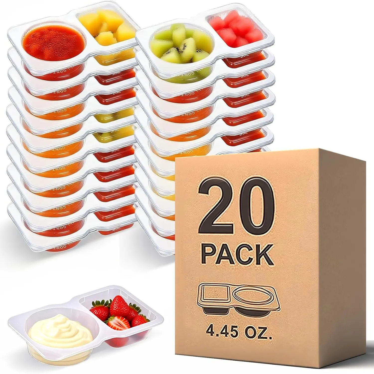 20Pcs BPA-Free Reusable Double-Compartment Snack Container Set with Lids - Stackable, Airtight, Portable Kids Lunch Boxes for Kitchen Meal Prep & Portion Control