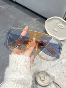 Large Frame Retro Frog Goggles, Gradient Design Women's Glasses, Bold Party Daily Casual Fashion Accessory, Stylish Eyewear for All Occasions
