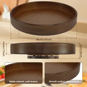 Natural Wood 360° Rotatable Organizer for Kitchen Spices, Condiments, and Ingredients - Multi-Use Turntable, Durable Wood Rack Shelf Brown-1