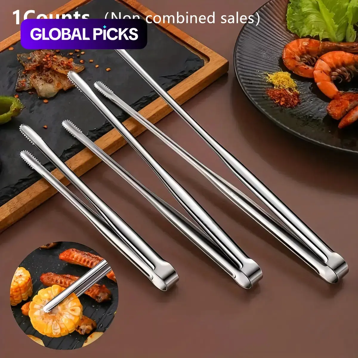 Stainless Steel Barbecue Tongs, Durable Non-Slip Food Tongs for Kitchen Cooking, BBQ Grilling Tool, Barbecue Utensils #GLOBAL PICKS