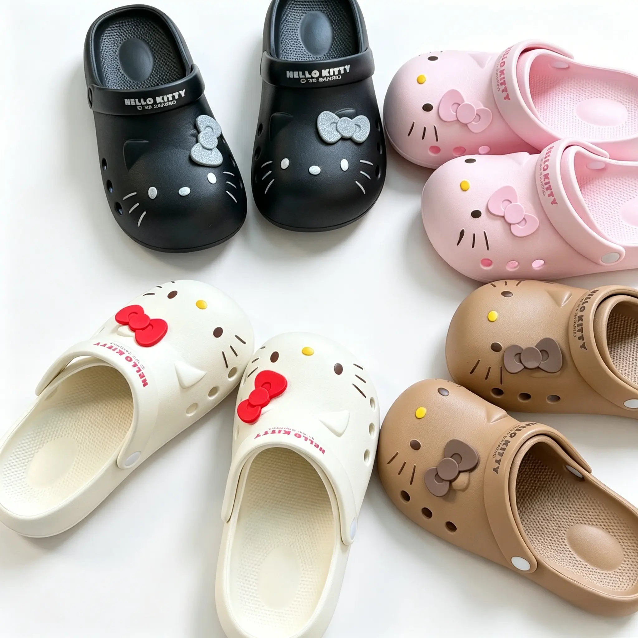 Sanrio Hello Kitty Pink Hole Clog Shoes - Breathable Synthetic EVA, Non-Slip Toddler Girl Shoes & Girls/Kids Beachwear for Gardens, Summer Use, Kawaii, Single Pair