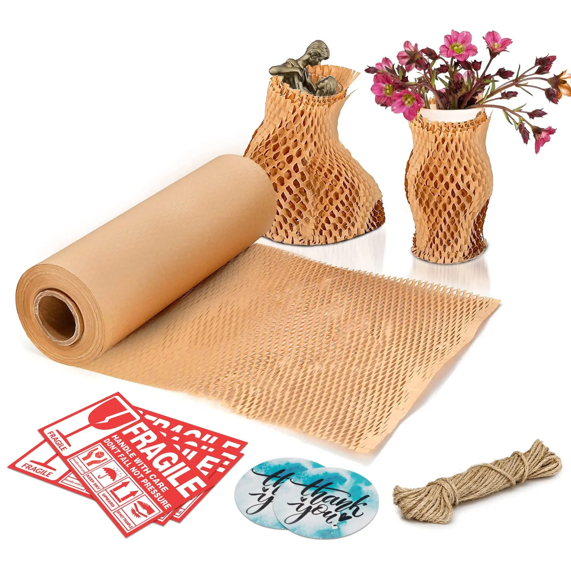 Honeycomb Packing Papered (Brown), 15-inch Roll, Protective Wrapping for Fragile Goods