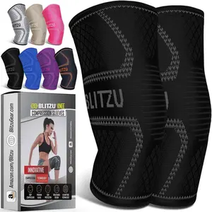 Knee Brace for Women & Men, 2 Pack Compression Knee Brace, Knee Support Sleeve for Pain Relief, Running, Workout, Sports, Knee Braces for ACL, Meniscus Tear, Arthritis and Injury Recovery Black L protective knee pad easy quick setup