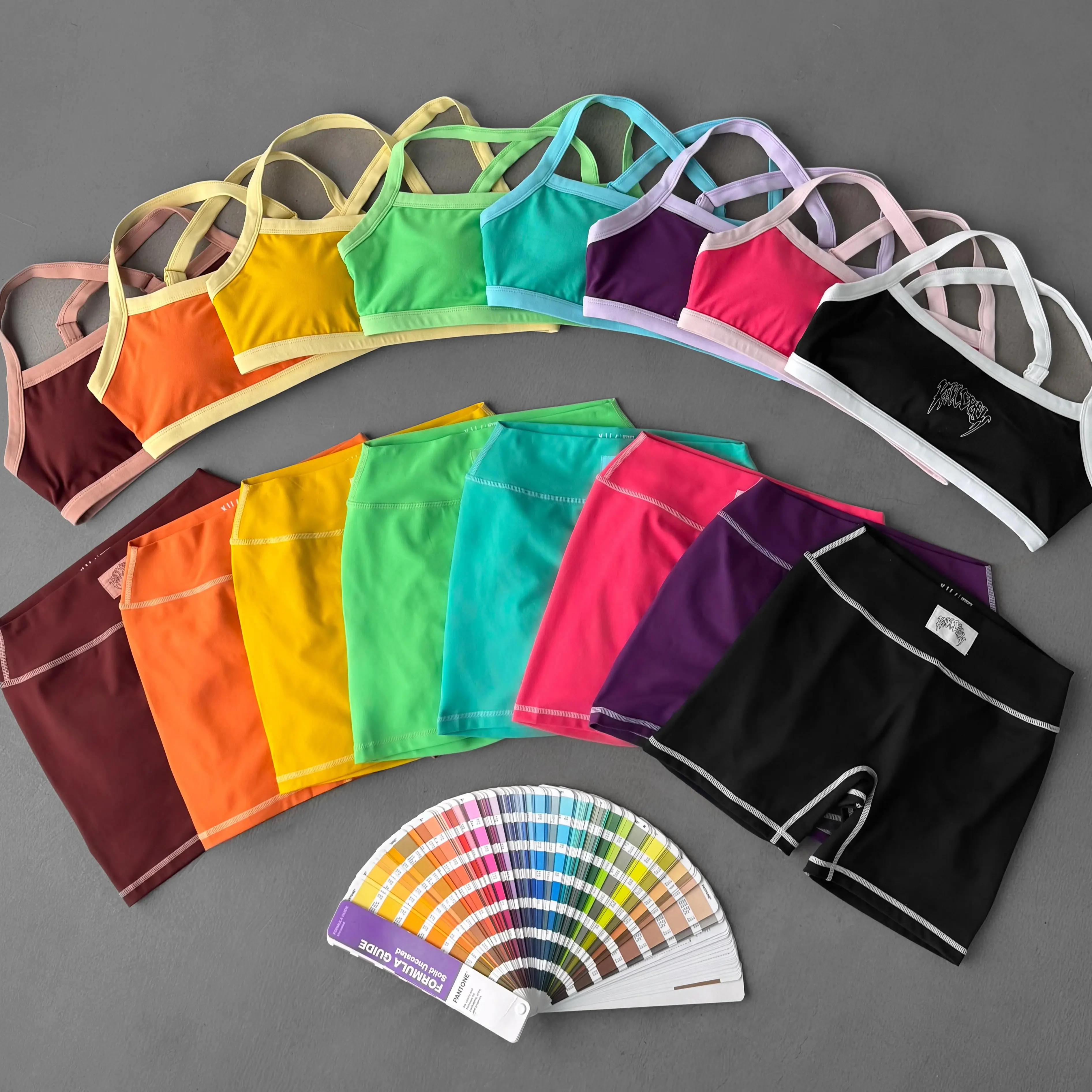 COLOR BLOCK SPORTS BRA & BIKER SHORT SETS COLOR BLOCK SPORTS BRA & BIKER SHORT SETS