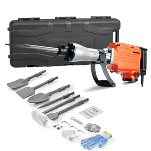 fathersdaygift VEVOR Demolition Jack Hammer, 2200W Electric Jackhammer Heavy Duty, 1350 BPM Concrete Breaker 6pcs Chisels Bit Chipping with Case