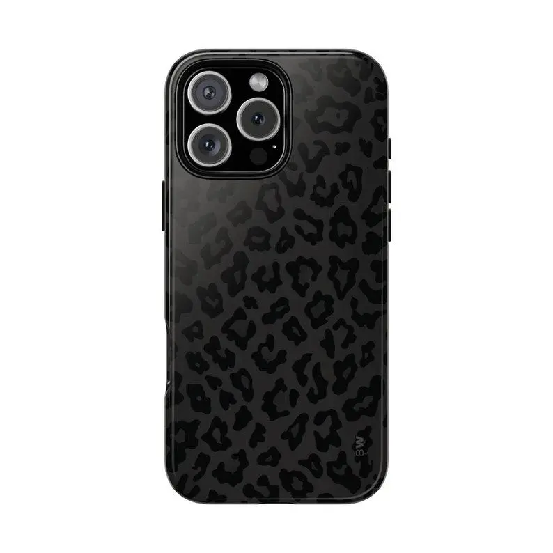 Leopard Print 2-Piece TPU Rubber & Black Polycarbonate Smartphone Case - Shockproof, Durable for Daily Use, Wireless-Friendly, Strapless Animal Print Protection Accessory for iPhone 16 Plus & Various Models, Casing