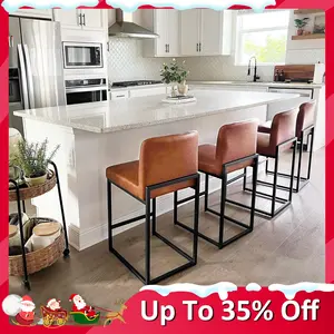 【Sophia & William】Modern Bar Stools Set of 1/2/3/4, 24'' PU Leather Counter Height with Back, Waterproof, Metal Frame, Kitchen Island & Home Bar Chairs