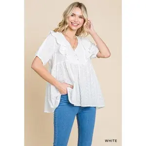 Ivory Bloom Eyelet Top