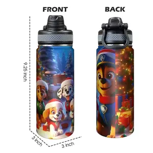 Paw Patrol Insulated Water Bottle with Straw - 9.25 Inch Cute Cartoon Design Portable Anti-Slip Durable for Christmas/Valentine's/Thanksgiving/New Year/Graduation/Birthday