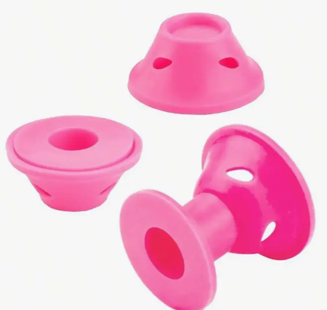 Women's 10Pcs Large Pink Silicone No-Heat Hair Rollers, Haircare Styling Tools for DIY Curls, Reusable Heatless Curling Accessories