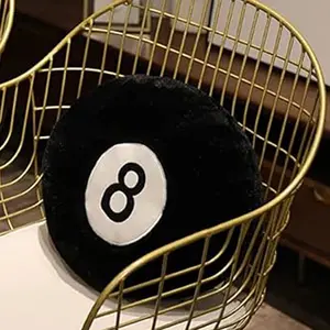 Billiard Pillow, 13.8 Inch Round Number 8 Ball Cushion, Billiards Cushion, Plush Filled Soft Sports Round Sleep Pad, Home Bed Sofa Decorative Themed Gift, Versatile Use