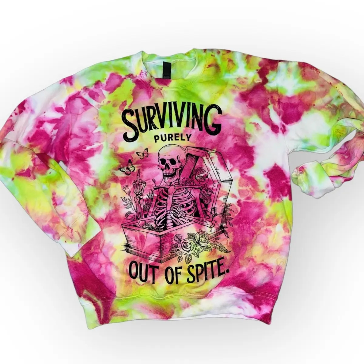 Surviving Purely out of Spite Ice Dye Crewneck Sweatshirt Womenswear Sweater