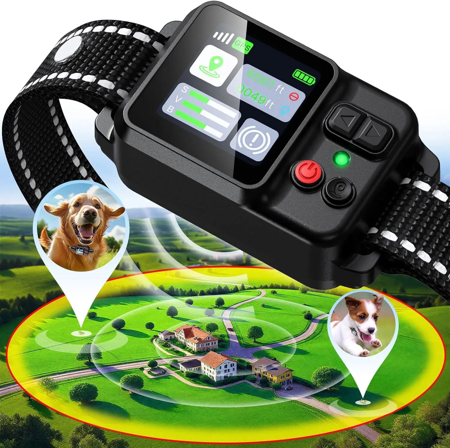 2026 New Year GPS Wireless Dog Fence System with Invisible Dog Collar, 49-6561 ft Adjustable Range, 3-Mode Training (Beep/Vibe/Shock), 15-120 lbs Fit, Easy-to-Use LCD Display, Rechargeable Waterproof Outdoor Pet Containment System