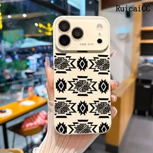 Tribal Geometric Aztec Pattern Phone Case for iPhone 17 Pro Max 16 15 Plus 14 13 12 Series Full Camera Lens Protection Shockproof Drop Resistant Durable Phone Case Suitable for All People