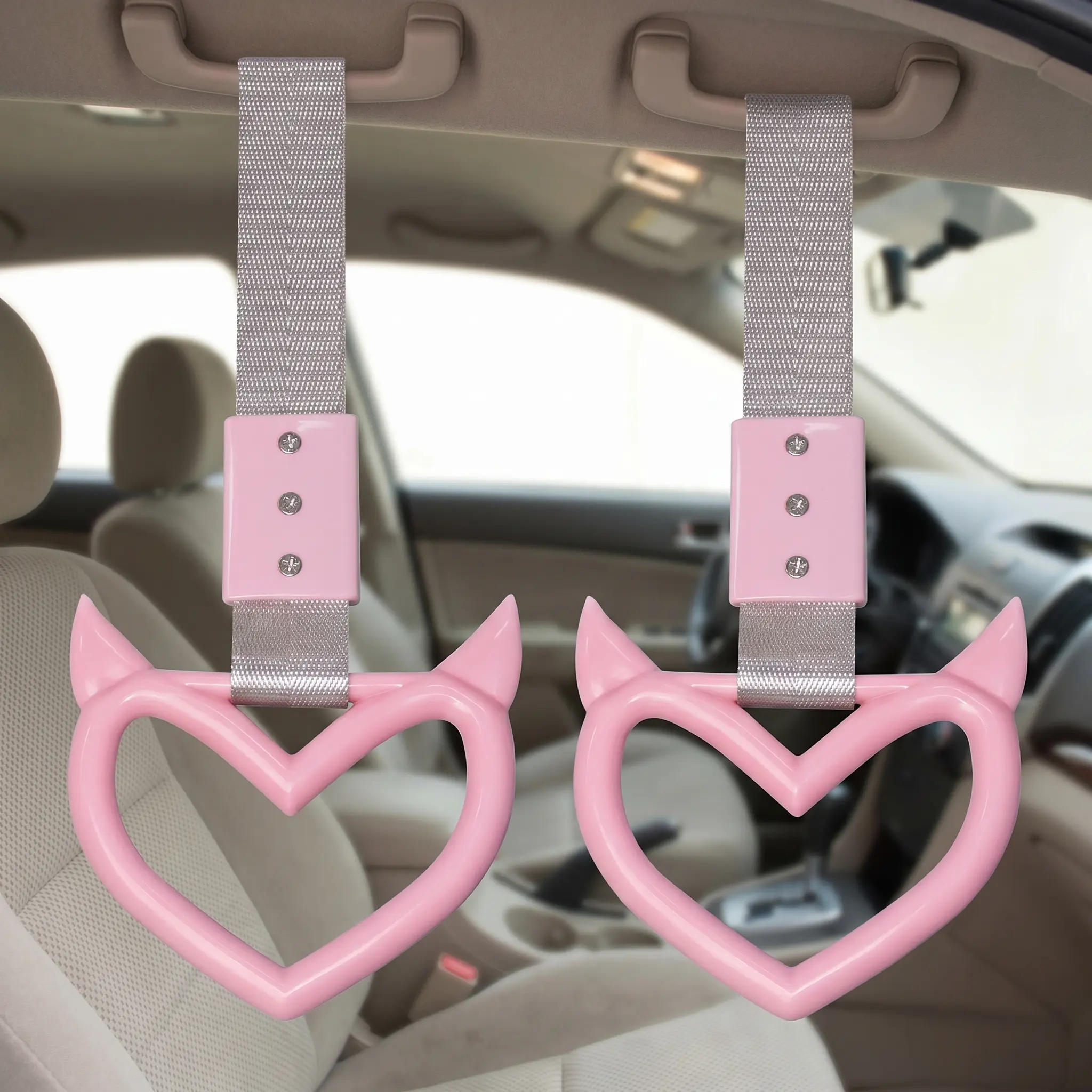 2-Pack Heart Handle Drift Pendant Keychains – Red Devil Car Charm Accessories