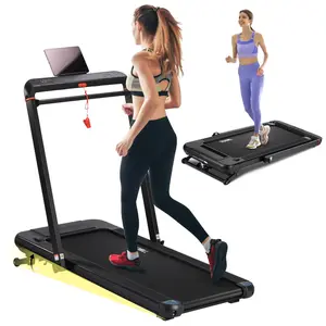 GARVEE 2-in-1 Foldable Under Desk Walking Treadmill with 15% Auto Incline, Handle Bar, LED Display, 7.5 MPH Max Speed, and 2.5HP Portable Motor for Home Use