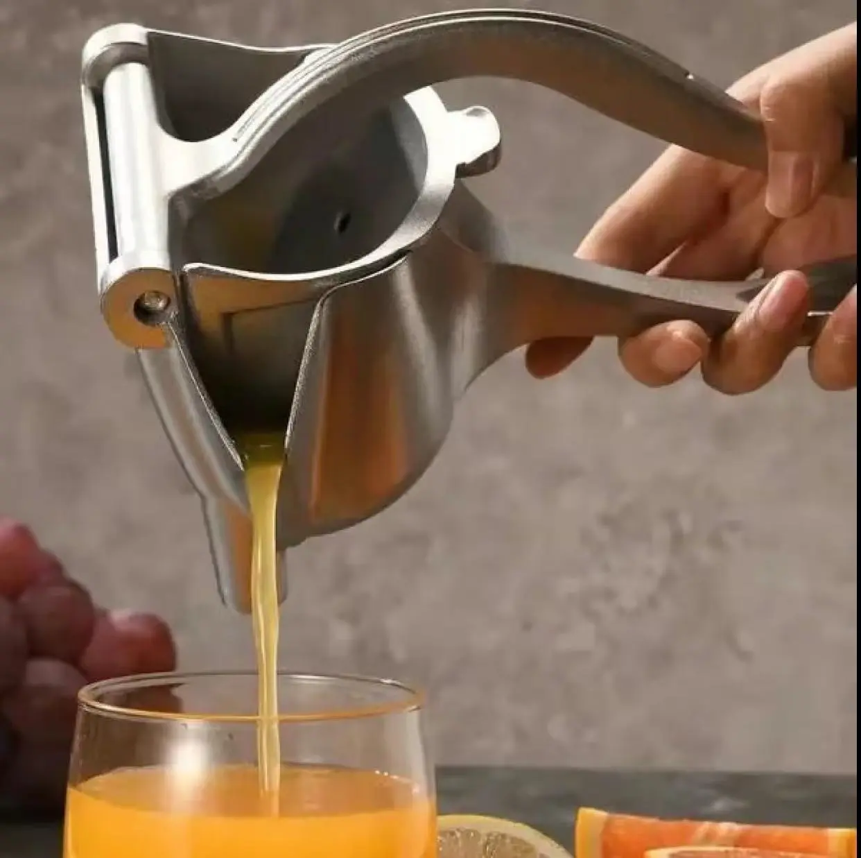 Aluminum Manual Hand Juicer Squeezer with Ergonomic Grip - Durable, Compact, Detachable for Efficient Extraction of Pomegranates, Citrus & More - Easy to Use & Clean Kitchen Utensil