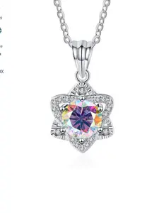 Moissanite 925 Sterling Silver Necklace, Daily Wear Necklace, Elegant Gift for Wife Girlfriend Daughter, Birthday Valentine's Day Anniversary, Includes Jewelry Box