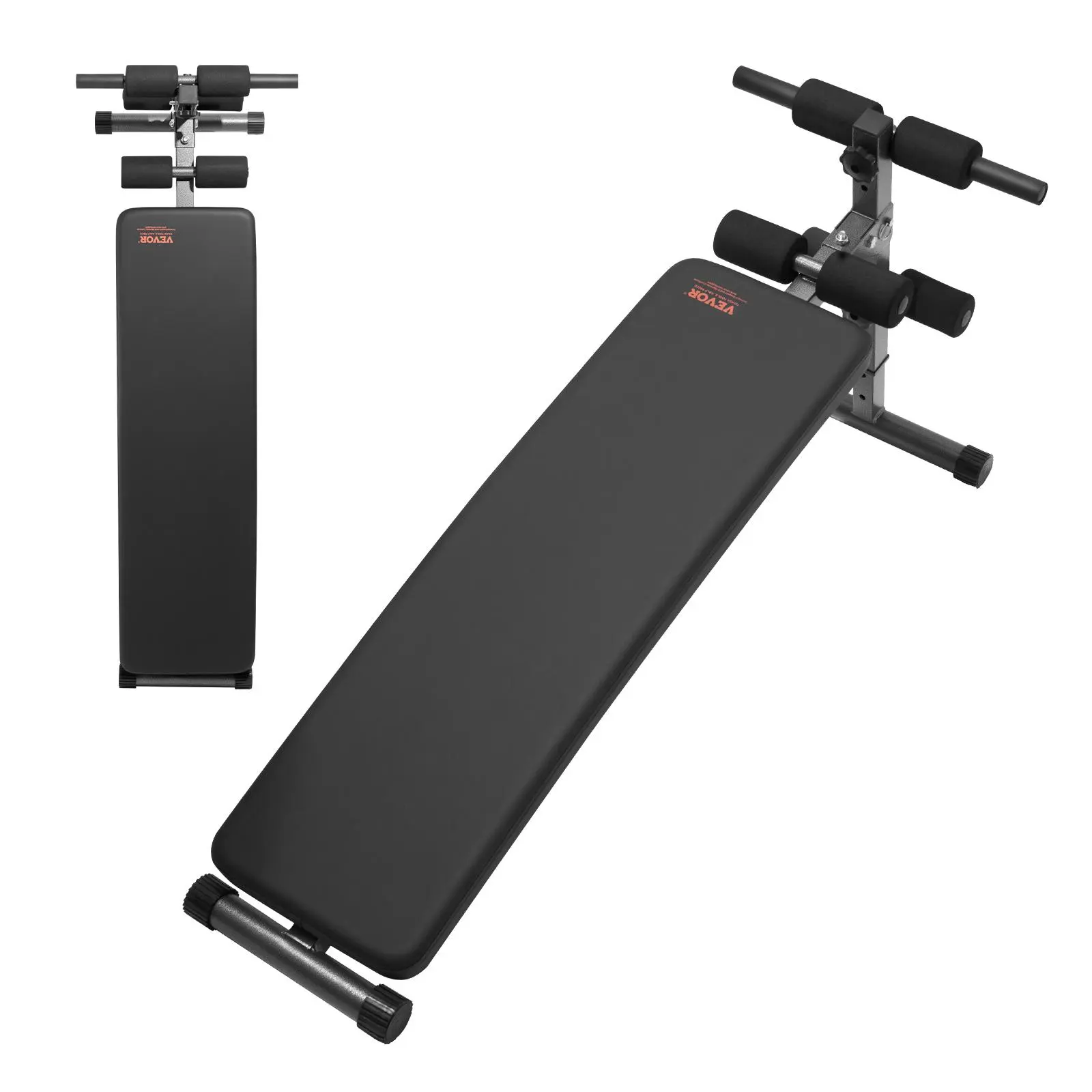【SummerFinds】VEVOR Sit Up Bench, Folding Curved Decline Ab Bench, with 5 Adjustable Height Settings, Heavy-Duty Steel, Non-Slip Design, 500 Lbs Capacity for Home Gym Workouts, Strength Training, Full Body Muscles