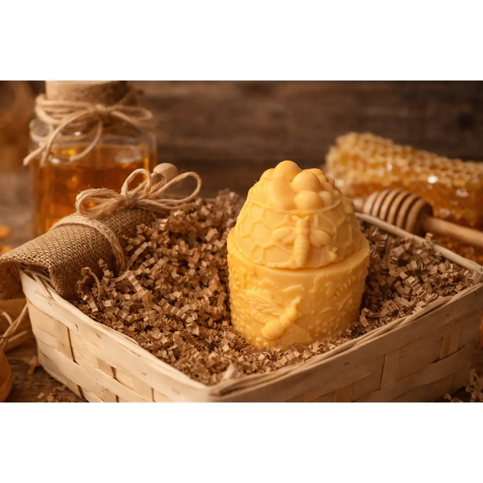 Artisanal Honey Bee Goat Milk Cleanser Soap Set - 2 Honeycomb Character-Shaped Bars, Infused with Honey & Essential Oil, Hydrating Formula for Bath & Shower, Two Piece Set, Hydration