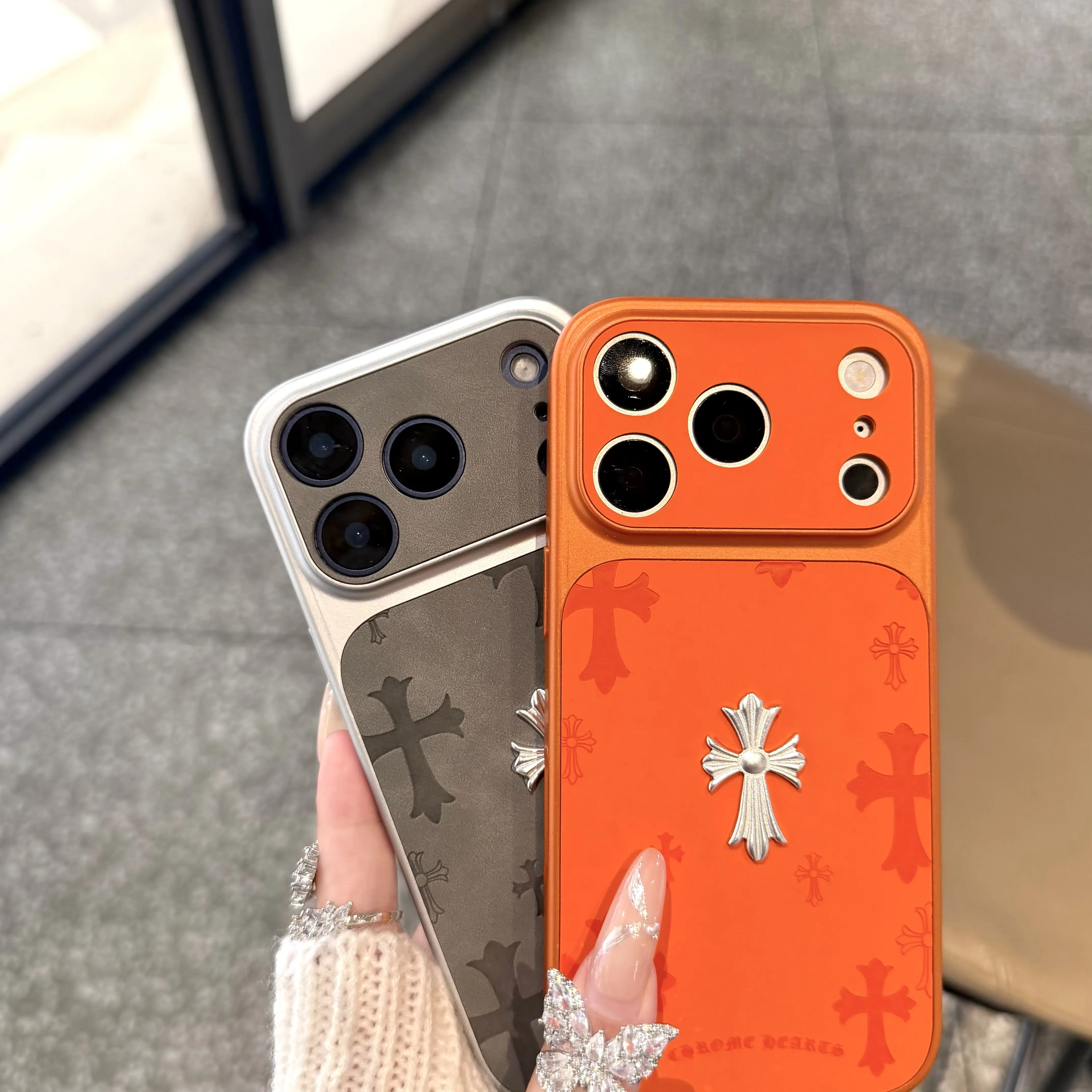 Premium Leather Cross-Pattern Phone Case Compatiblewith iPhone 17/16/15/14/13/Pro/Max,3D Cross VintagePhone Case | Shockproof Protective Cover leathermaterial, and drop protection. Stylish and suitable forboth men and women.Protective Case|Best Gift