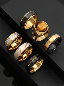 Men's Stainless Steel Stacking Ring Set, Spider Embossed Zirconia Elements, Fashionable Daily Wear Jewelry, Perfect Gift for Holidays & Weddings