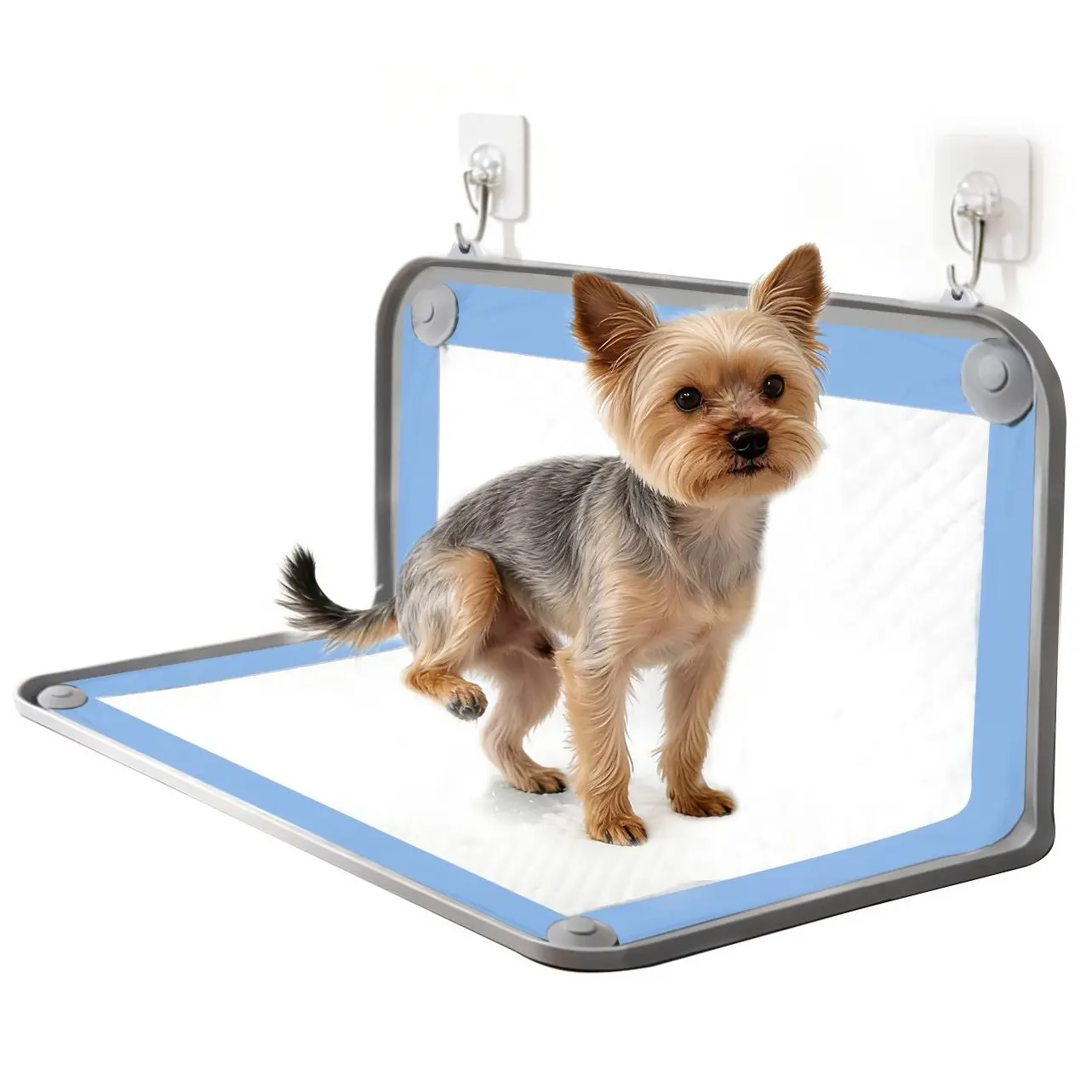 Silicone Dog Pee Pad Holder, 24 x 24 Inches Fit, Leak-Proof Non-Slip Puppy Toilet Training Accessory with Fixed Buttons, Camping-Safe Splash Guard, Foldable Mess-Free Portable Easy-to-Clean Holder