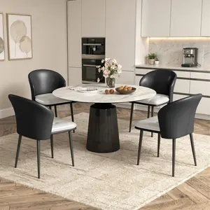 Dining Chairs Set of 2/4, Modern Fabric Upholstered Kitchen Side Chairs, Farmhouse Dining Room Chair with Stainless Steel Legs for Dining, Living Room