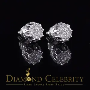 Diamond Celebrity's 925 Sterling Silver 0.12ct Diamond For Women's/ Men's White Stud Round Earrings