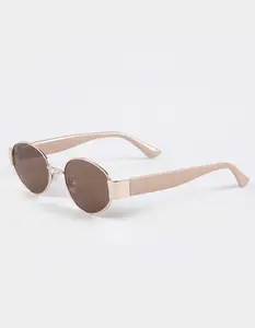 RSQ Oval Metal Sunglasses, Gold