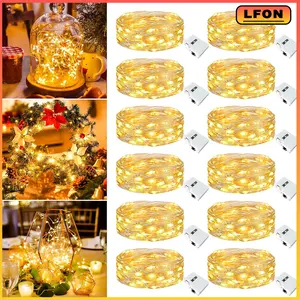 12Pack Fairy Lights Battery Operated [3 Modes], 7ft 20 Led Twinkle Lights String Lights Waterproof Bulk Small Mini Silver Wire for Christmas Mason Jars Wedding Table Centerpiece, Warm White