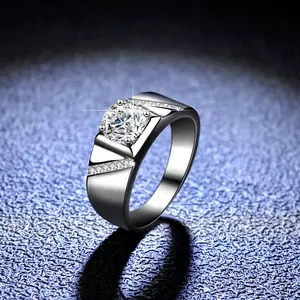 Lab-Created Synthetic Moissanite Men's Wedding Band - Minimalist Luxury Jewelry for Grooms