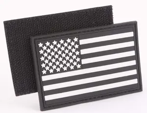 Black/White US American Flag Patch - Heavy Duty PVC/Rubber
