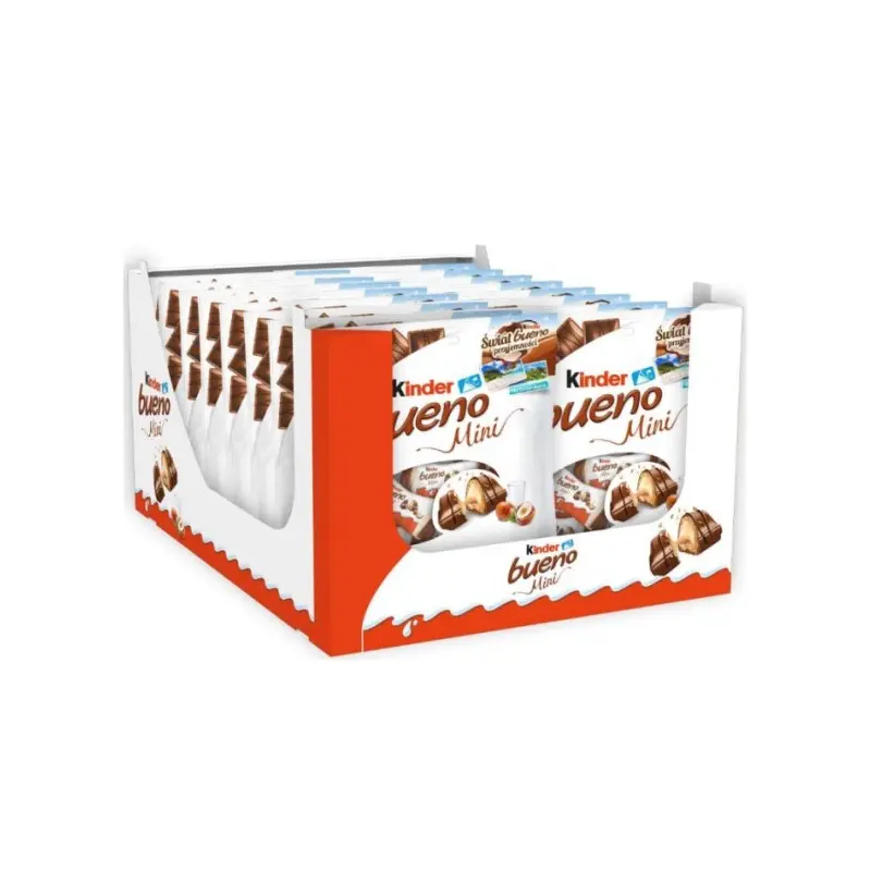 Kinder Bueno Mini, Milk Chocolate and Hazelnut Cream, Individually Wrapped Chocolate Bars, Share Size, 3,8 oz Snack Dessert