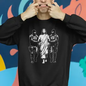 Jesus Arrested Parody Anti ICE Shirt, Stop Ice Raids Hoodie, Anti Fascism Tee,  Sarcastic Immigrant Rights