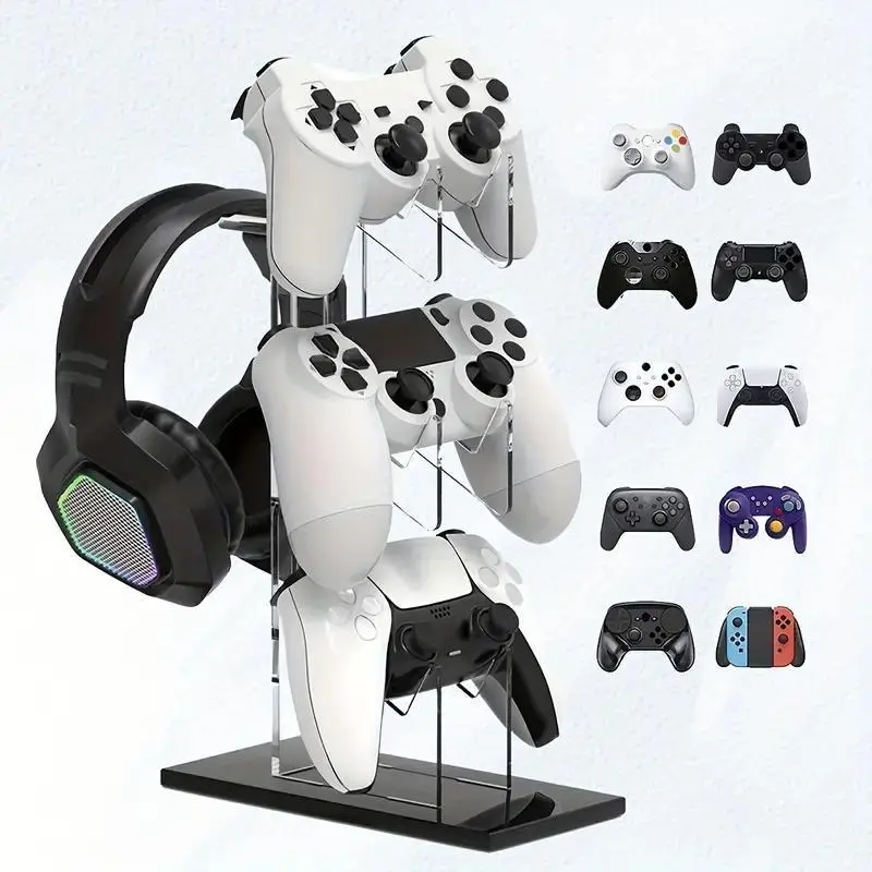 Game Controller Durable Holder, Desktop Game Controller Storage Rack with Headphone Storage, Game Controller Display Stand, Display Shelf for PS4, PS5, PS3