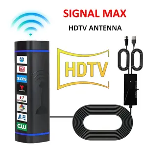 TV Antenna Indoor , Extended Range 300+ Miles Digital HDTV Antenna with Smart IC Chip, Receives Local  Channels, 100+ Free Channels, Compact Design, Easy to Install