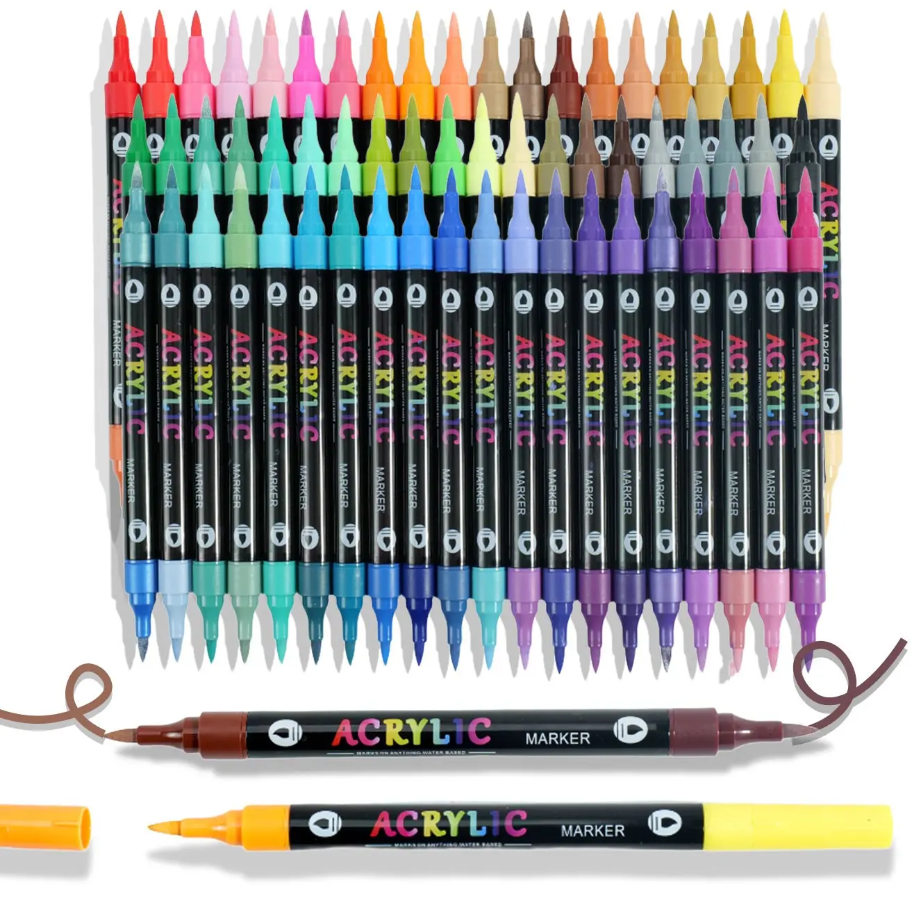 24/48/72/120 Color Dual Tip Acrylic Markers, Acrylic Paint Pen, Acrylic Marker Pens, Double Tipped Markers, Markers For Coloring, Waterproof Quick Dry, Ideal for Wood Canvas Stone Glass Rock Painting, DIY Craft Supplies, Art Marker Set