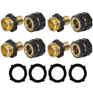 Garden Hose Quick Connector, 3/4 Inch Male and Female Garden Hose Fitting Quick Connector Rubber Washers Leak Proof Durable Aluminum Durable Garden Hose Fittings - EASY INSTANT CONNECTION