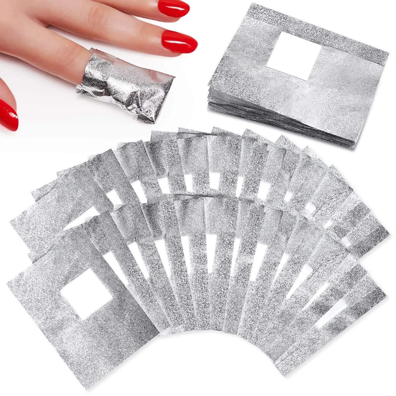 Makartt Gel Nail Polish Remover Foil Wraps for Soak off Gel Polish Dip Powder Acrylic Powder Remover, 100Pcs With 1.18inch Pre-attached Organic Lint Free Cotton Pad Remove Gel Nails Polish at Home Nail Care Manicure