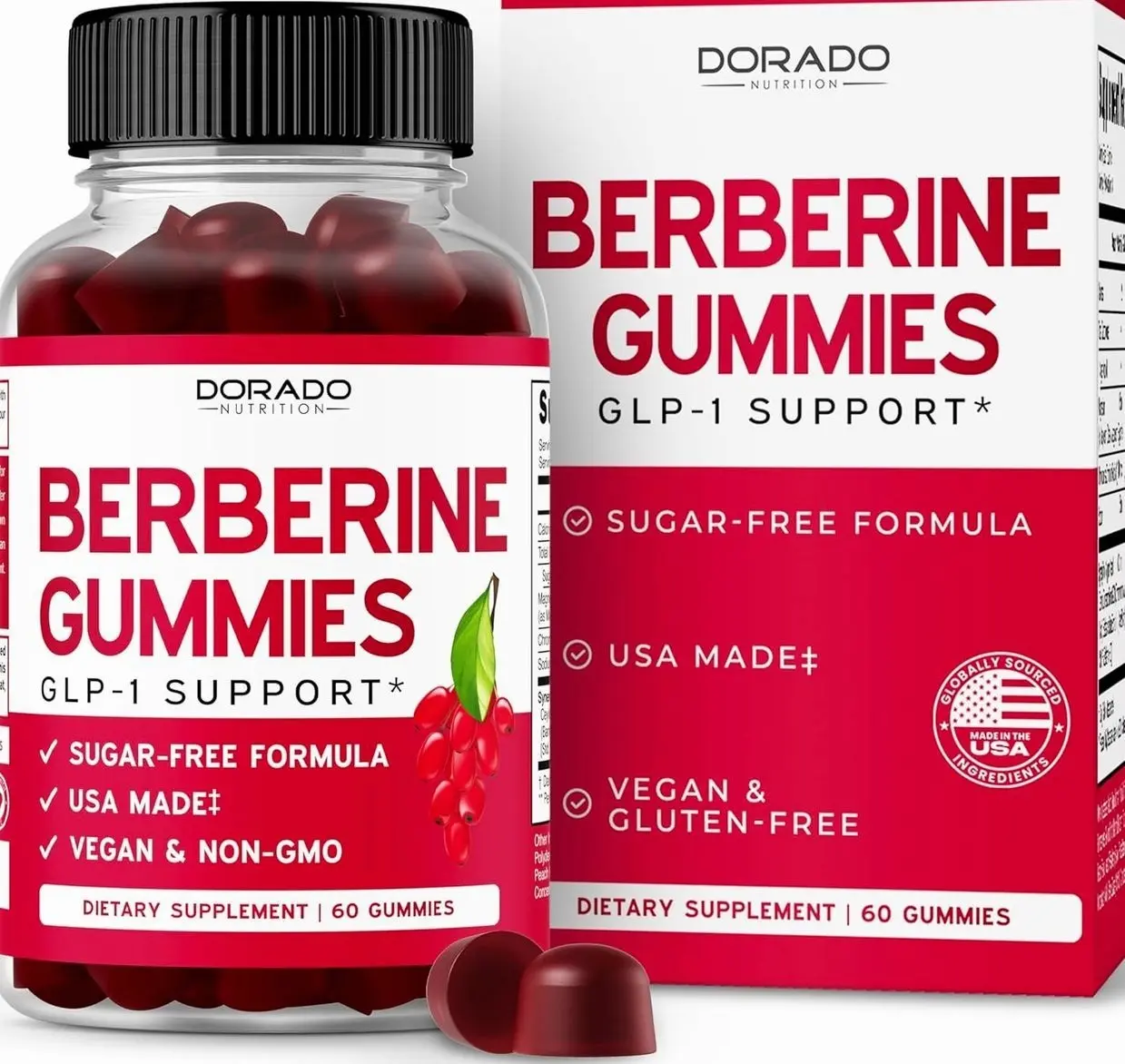 Berberine Gummies with Ceylon Cinnamon (1,200mg) Premium Sugar-Free Berberine Ceylon Cinnamon Supplement for Adults - Third-Party Tested, Non-GMO & Made in USA - 60 Count Chewable Gummies