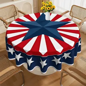 1pc American Independence Day Round Tablecloth, Festival Decorative Coffee Table Cloth, Party Event Supplies, Decoration, 59inch or 70inch Optional