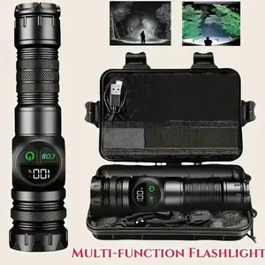 1pc Gift BOX LED Flash Light With Cob Side Lamp And Red Blue Light, USB, 5 Mode, With Magnet, Hanging Rope, Tactical, Portable, Rechargeable LED Flashlights, Emergency Led Flashlight, For Camping, Hiking And Home Emergencies, Festival Gifts
