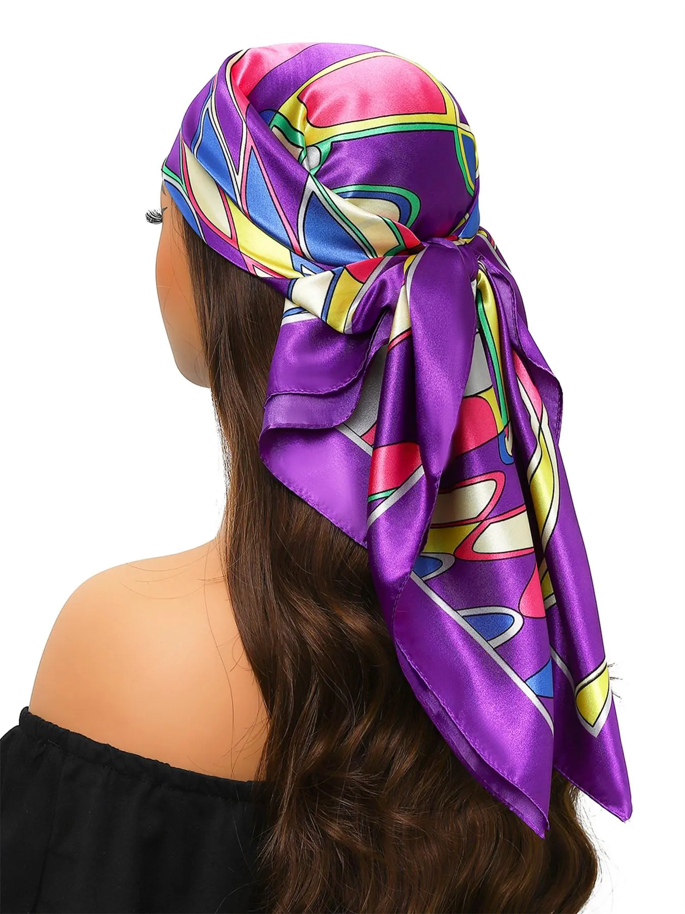 Women's Colorful Geometric Print Square Scarf, Fashionable Soft Comfortable Head Scarves for Daily Wear, Casual Versatile Scarf for Women, Fashion Hair Scarves, Versatile Headscarf