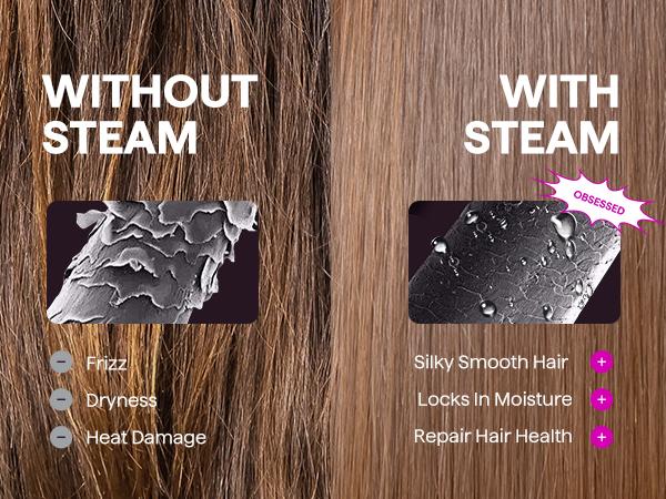 Wavytalk Steamline Pro Steam Hair Straightener Brush Hair Straightening Comb with Scrunchie and Glove