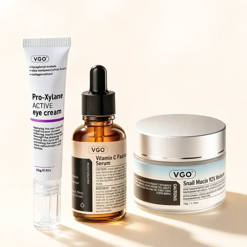 VGO-Vitamin C Serum, Moisturizer, and Eye Cream Set Cleansing Moisturizing Suitable for sensitive skin Comfort Skin Repair-B