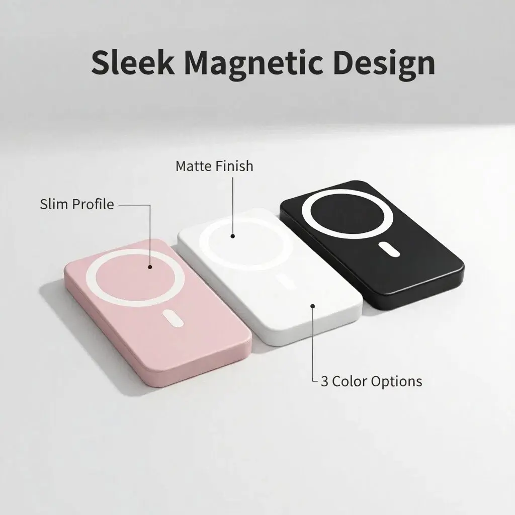 MagSafe Magnetic Charger Power Bank with Smart LED Lights, USB-C, Matte Finish, 5000-10000mAh Wireless Fast Charging, Compact Durable Portable Accessory for iPhone 8-17 & Compatible Mobile Smartphones