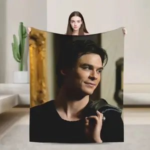 Damon Salvatore Blankets The Vampire Diaries Plush Funny Breathable Throw Blankets for Home Autumn/Winter